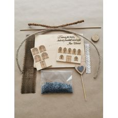 Kreativní sada na výrobu dřevěného obrázku Domek šedomodrý