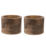 Dřevěné rustikální květináče hnědé sada 2 kusy