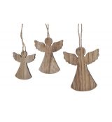Vánoční andělé závěsná dřevěná dekorace