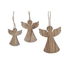 Vánoční andělé závěsná dřevěná dekorace