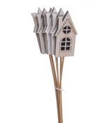 Sada dřevěných vánočních zápichů domeček 6 kusů