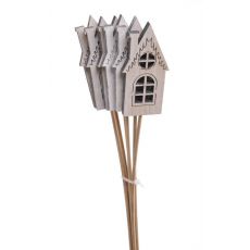 Sada dřevěných vánočních zápichů domeček 6 kusů