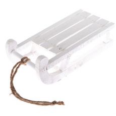 Dřevěné sáňky zimní dekorace bílé