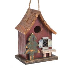 Dřevěná ptačí budka červená