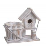 Dřevěná dekorace domek s květináčem