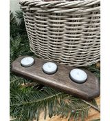 Dřevěný svícen na tři čajové svíčky + ZDARMA Yankee candle