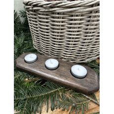 Dřevěný svícen na tři čajové svíčky + ZDARMA Yankee candle