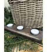 Dřevěný svícen na tři čajové svíčky hnědý + ZDARMA Yankee candle