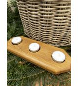 Dřevěný svícen na tři čajové svíčky světle hnědý + ZDARMA Yankee candle