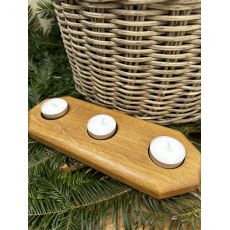 Dřevěný svícen na tři čajové svíčky světle hnědý + ZDARMA Yankee candle