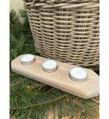 Dřevěný svícen na tři čajové svíčky přírodní světlá + ZDARMA Yankee Candle