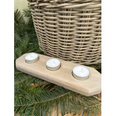 Dřevěný svícen na tři čajové svíčky přírodní světlá + ZDARMA Yankee Candle